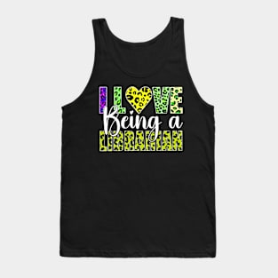 I Love Being A Librarian Leopard Valentines Day Librarian Tank Top